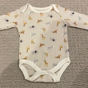 Le Top Bébé brand Cream Safari Print Baby Bodysuit